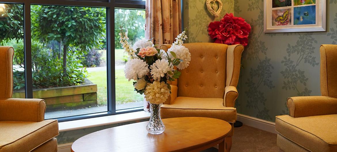 Airy seating area at Briarscroft Residential Care Home in Birmingham