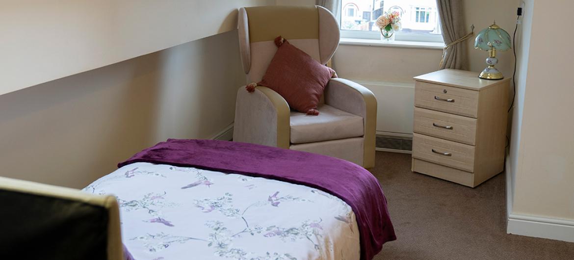 Example bedroom at Ravenhurst Care Home in Stourport-on-Severn