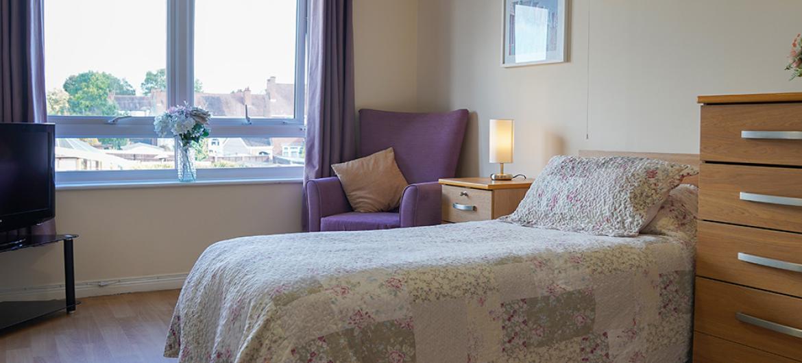 Interior of bedroom at Lammas House Residential Care Home in Coundon, Coventry