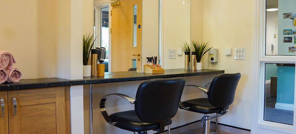 Interior of hair dressing salon at Yarnton Residential and Nursing Home in Oxfordshire
