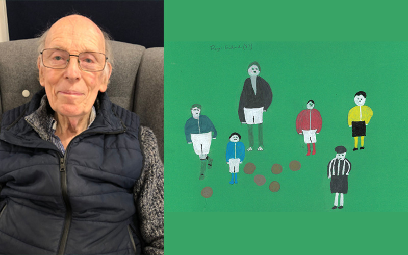 Resident Roger and the painted tree he created for the communities and belonging project.