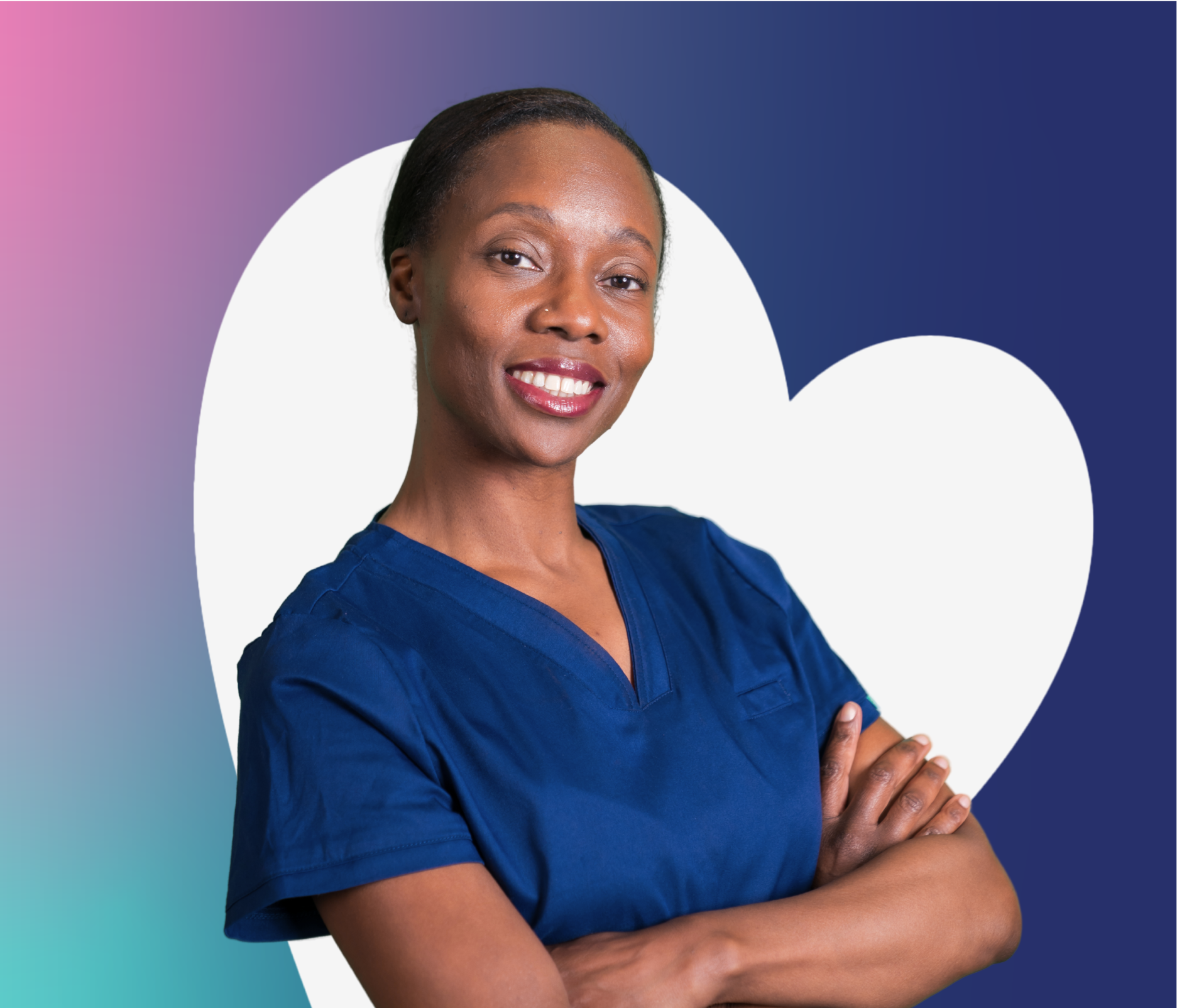 ID21 Jobs nursing careers - Nursing expertise, recognised and returned Three people in blue nursing uniforms standing together, with one person making a heart shape with their hands. Award logos are displayed alongside them.