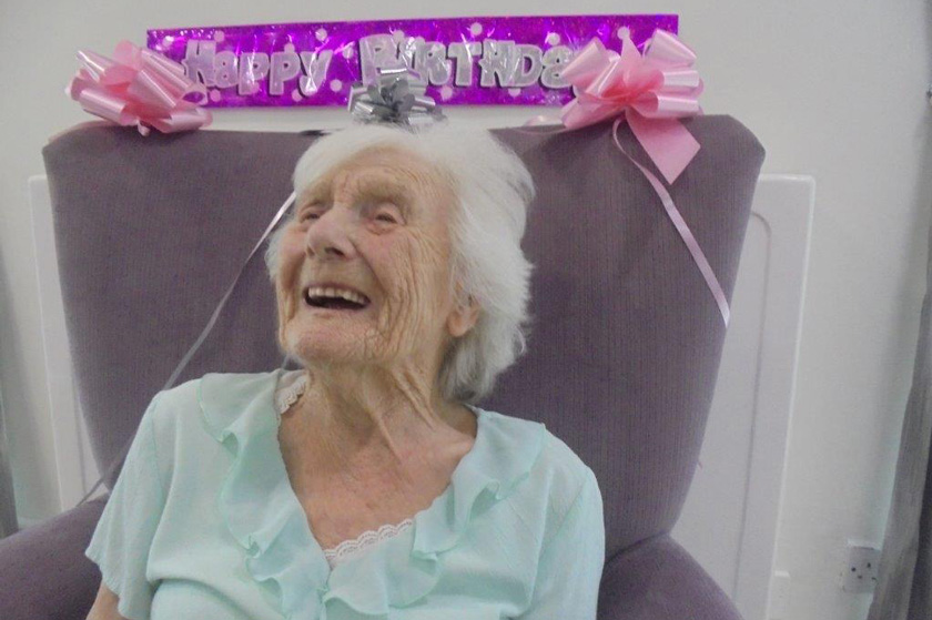 Hilda celebrating her 100th birthday
