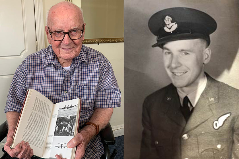 Arthur Steel, resident at Beach Lawns Residential and Nursing Home in Weston in his war days and today 