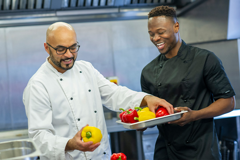 Sanctuary Care chefs choosing peppers