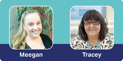Meet our team banner including Meegan and Tracey