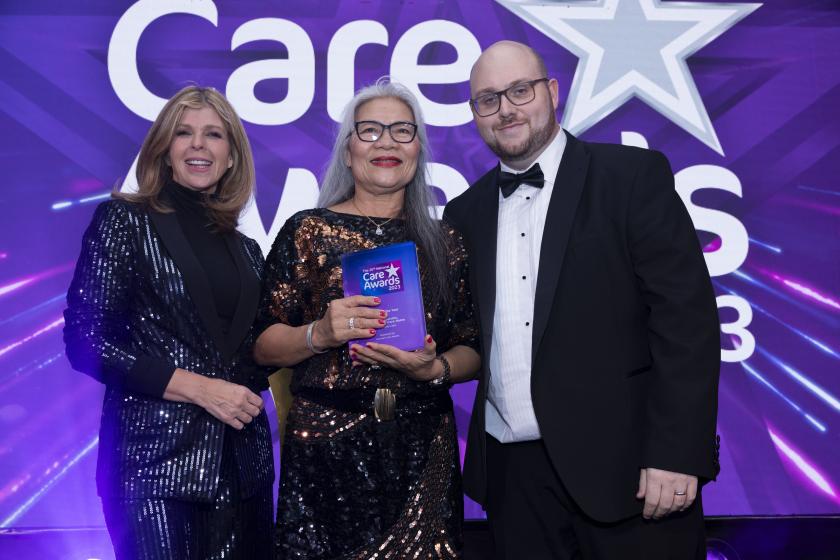 Bunga Gurden with her National Care Award for Carer of the Year 