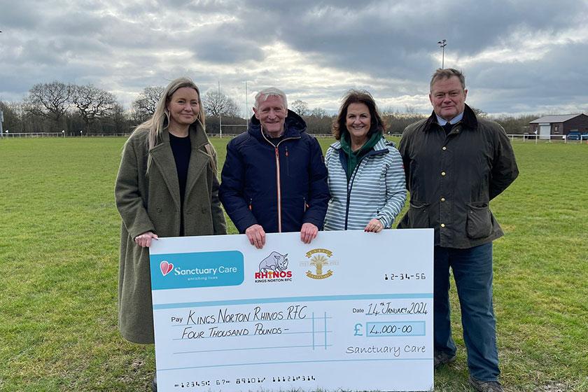 Ron Bunce receives donation on behalf of Kings Norton Rugby Club 