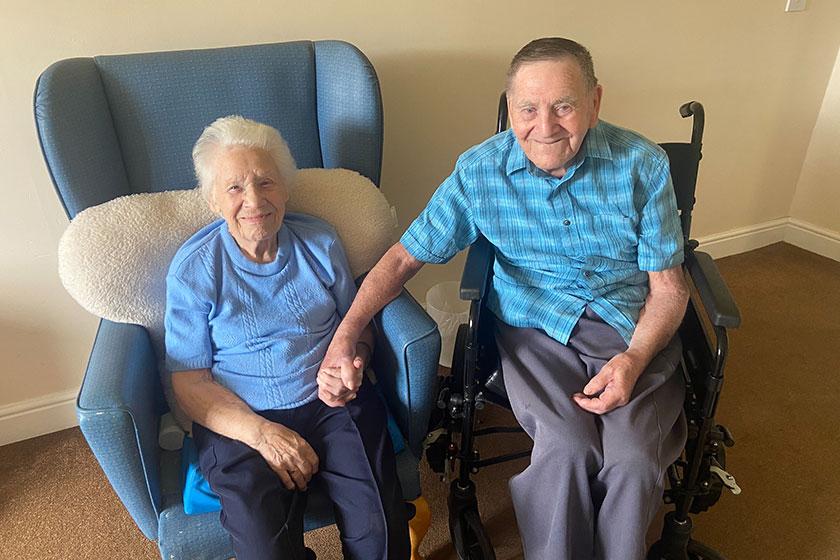 Residents Billy and Irene Spence at Cedar Court, Sanctuary Care's home in Durham 
