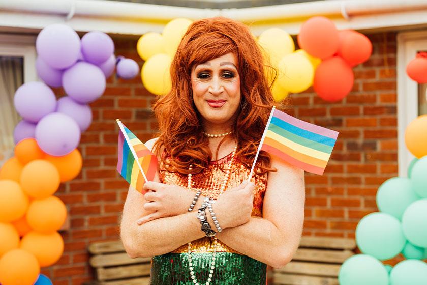 Allanbank's Pride party Activities coordinator Nick Barry posing as his alter ego Miss Tiffany Rose for Pride