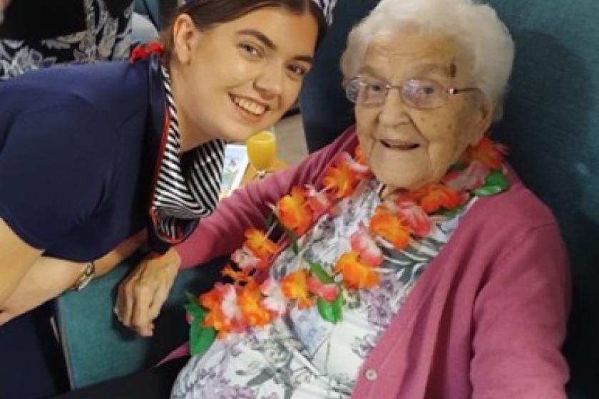 Resident and staff Smiling