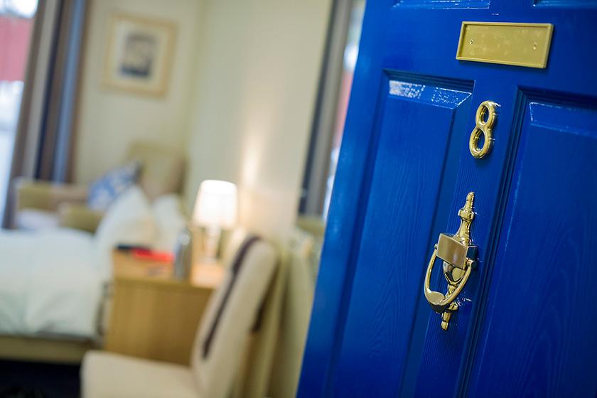 A door to one of the beautiful rooms at Sanctuary Care's Haven Residential Care Home in Middlesex