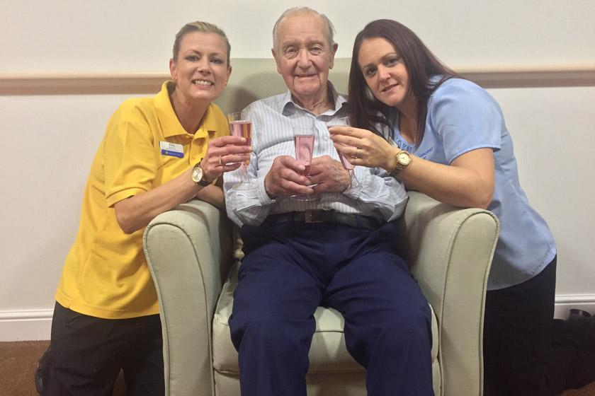 Tina Bennett celebrating being shortlisted with a resident and colleague.
