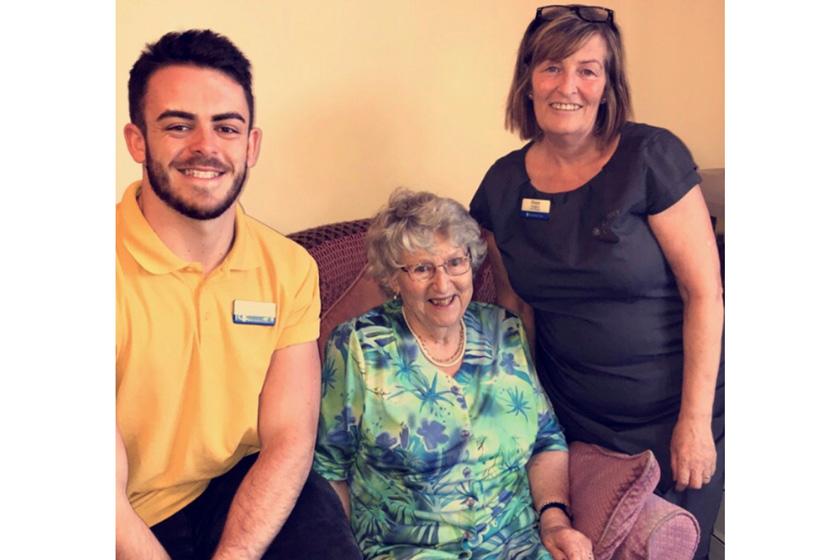 Jack with a Dalby Court resident and the Home Manager.