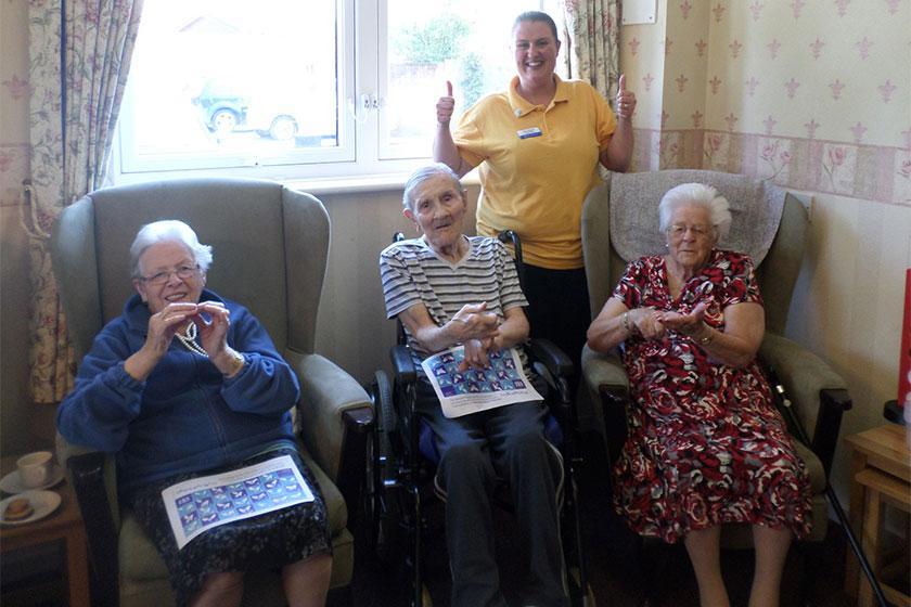 Residents Pat Clarke, Ronnie Andrews and Kay Hemmingway with activities leader Ann-Marie Greenhalgh.