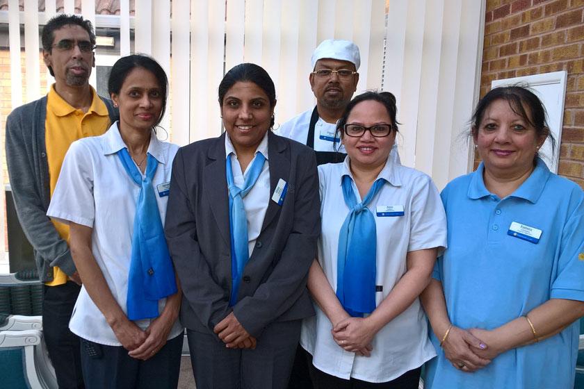Left to right: Shabir Aswat, Jayvanti Patel, Dina Dasani, Dipak Das, Anu Jadav, Fatima Chatairia.