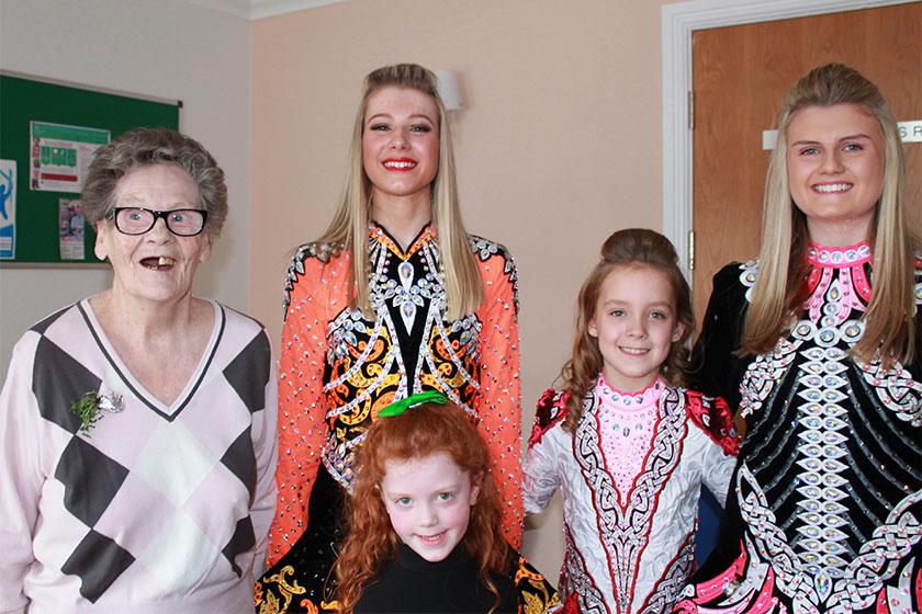 Resident Mary Carty, dancers Hannah Hunt, Freya Mullarkey, Ava McAllister and Millie Smekss.