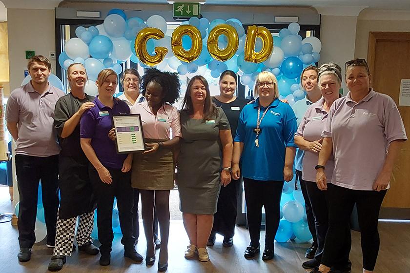 A glowing Good for Meadow View The team at Meadow View Residential Care Home in Hersden, Canterbury, with their Good CQC certificate