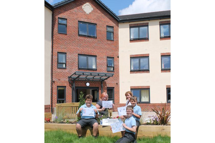 The Children outside Barony Lodge Care Home