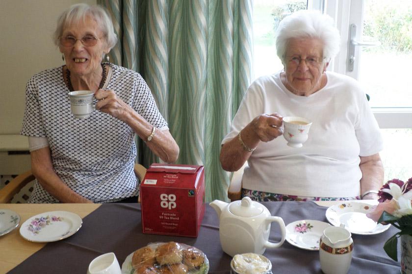 Residents celebrating afternoon tea week at Don Thomson House