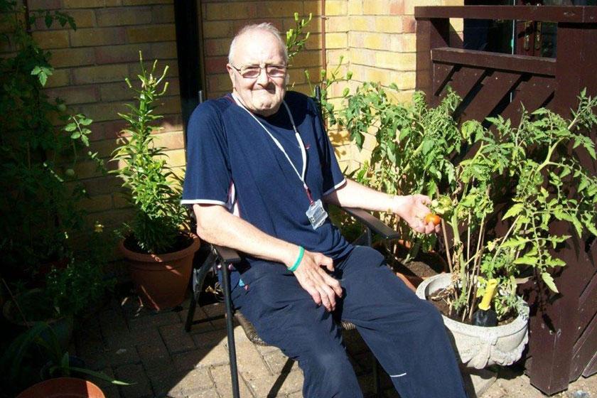 A resident taking part in the gardening therapy.