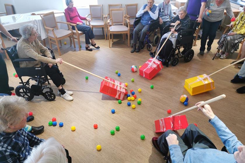 Residents playing Hungry Hippos