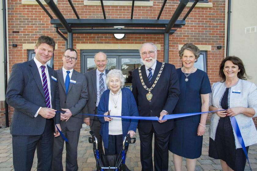 Chris Poole, Director of Business Development, Home manager Simon Doherty, Sanctuary Group Board member Dr Gareth Tuckwell, resident Vera Grant, Deputy Mayor of Wirral, Councillor Geoffrey Watt, his wife Anne and Director of Operations Sheila O'Connor. 