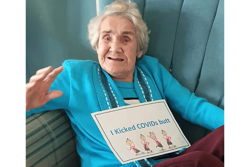 Agnes celebrates beating Covid-19