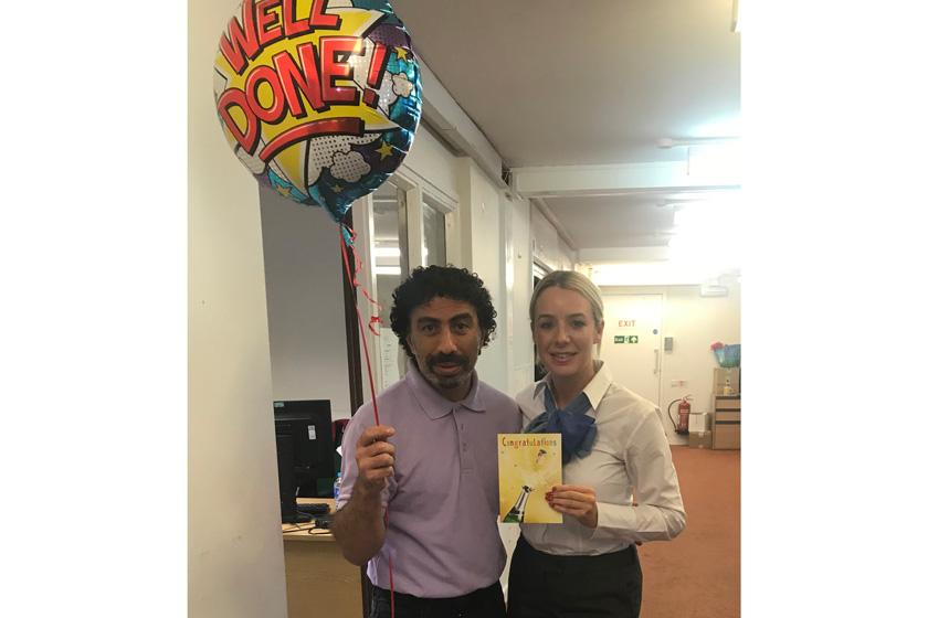 Bachir celebrating being shortlisted.