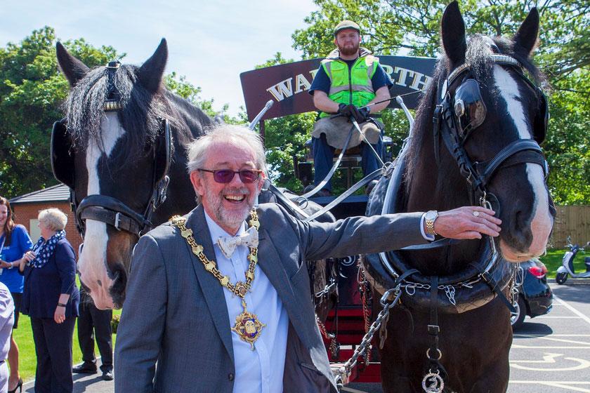 The Town Mayor outside the official opening of Briggs Lodge Residential and Nursing Home.