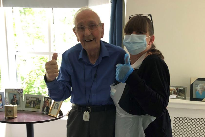 Brendon with the Home Manager of Basingfield Court Residential Care Home in