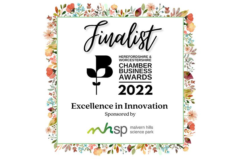 Finalist - Excellence in Innovation category at Herefordshire and Worcestershire Chamber Business Awards 2022 graphic