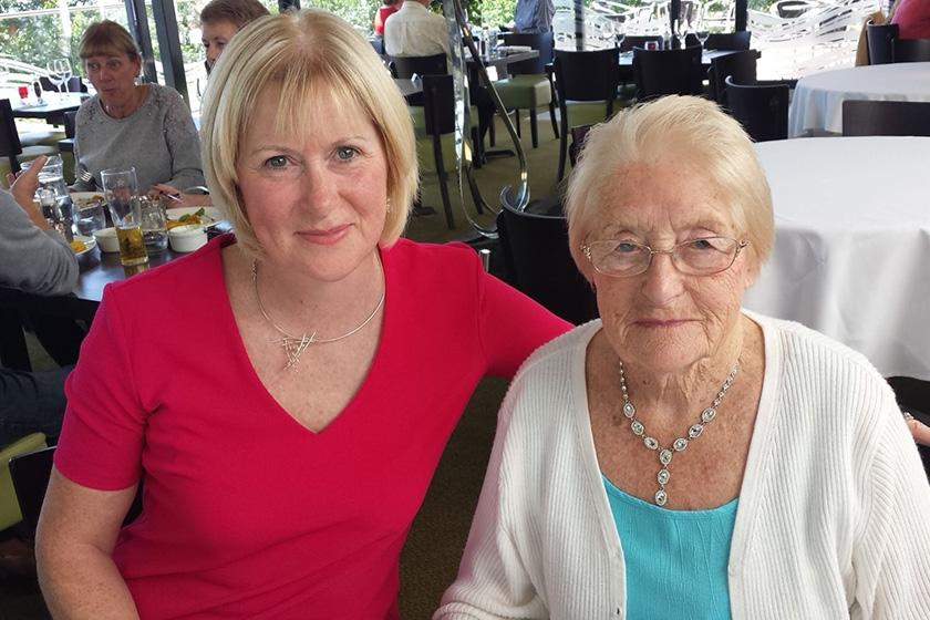 Evelyn Ballantyne and Julie Dunlop eating dinner