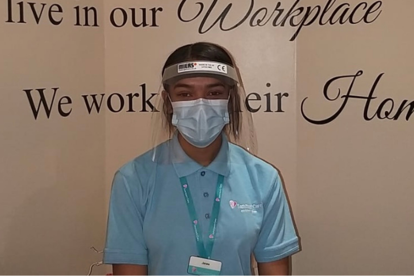 Team member, Janee, is delighted to receive her Covid-19 vaccine