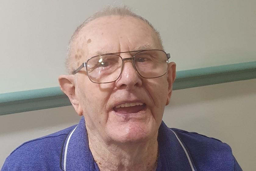Park View Residential Care Home resident, Jim Hughes, is beaming with happiness