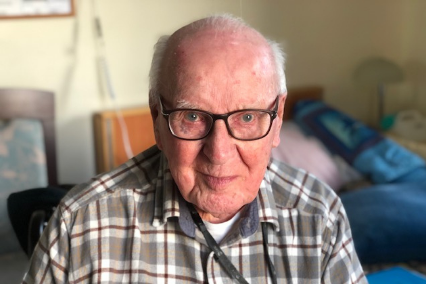 Arthur, resident at Beach Lawns Residential and Nursing Home in Weston-super-Mare, enjoys his bedroom with sea views.