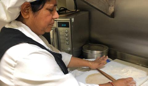 Hansa Bagtharia prepares chapattis