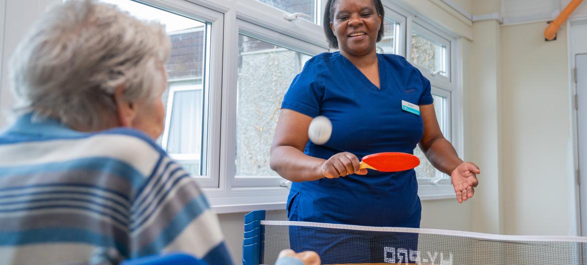 Resident and staff Smiling