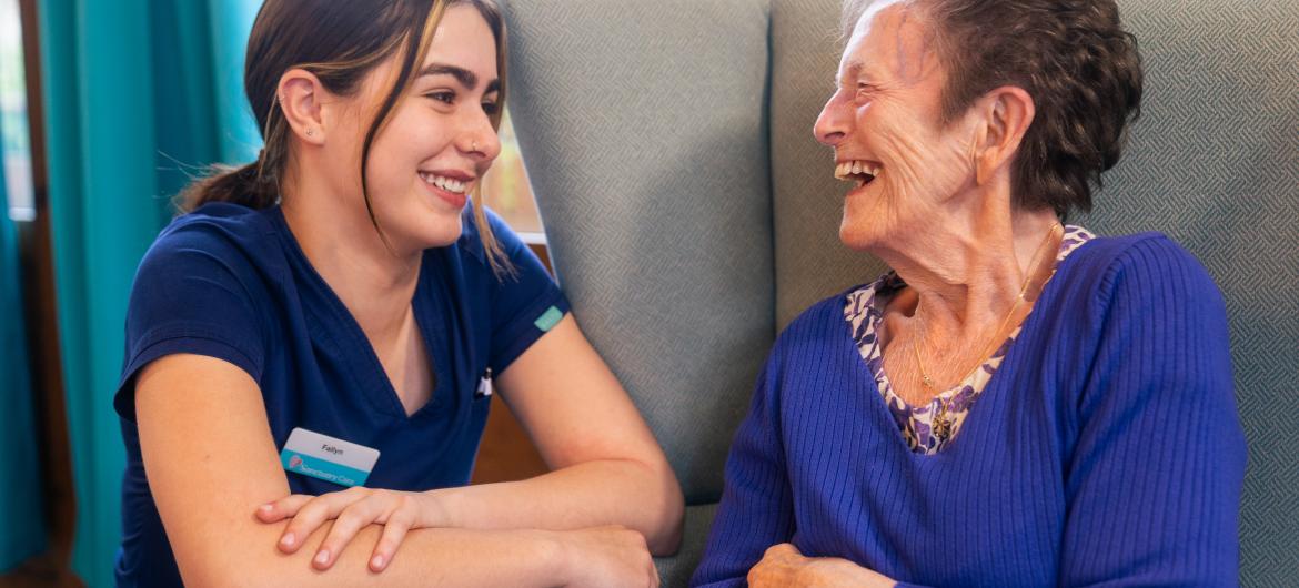 Resident and staff Smiling