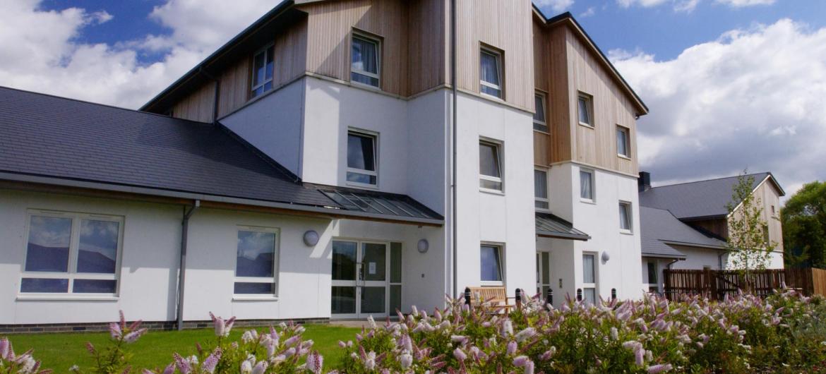 The view of the Meadows House Residential and Nursing Home from the pretty front garden.