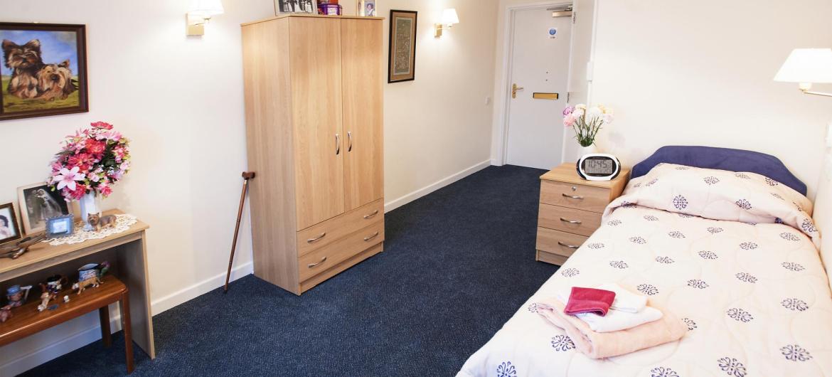 A cosy bedroom in the Regent Residential Care Home.