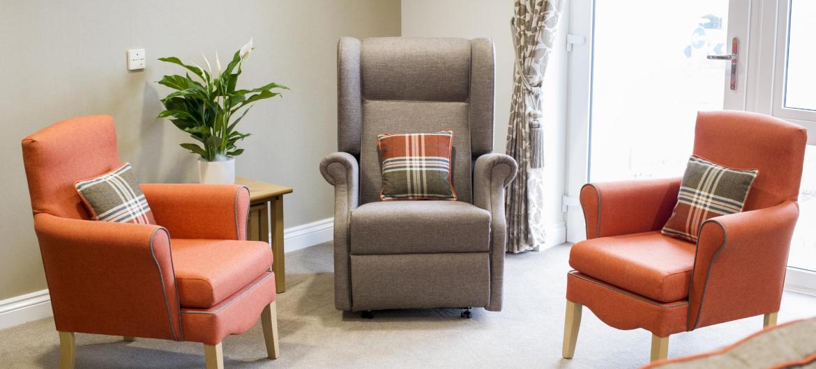 A comfortable lounge at Meadow View Residential Care Home.