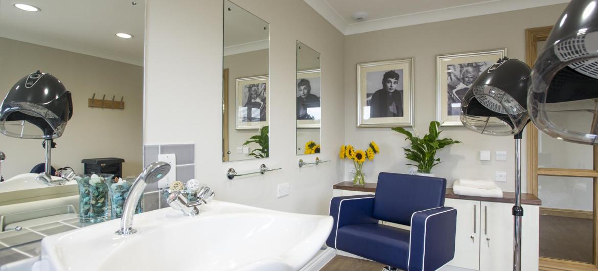 The modern and stylish hairdressing salon at Meadow View Residential Care Home.