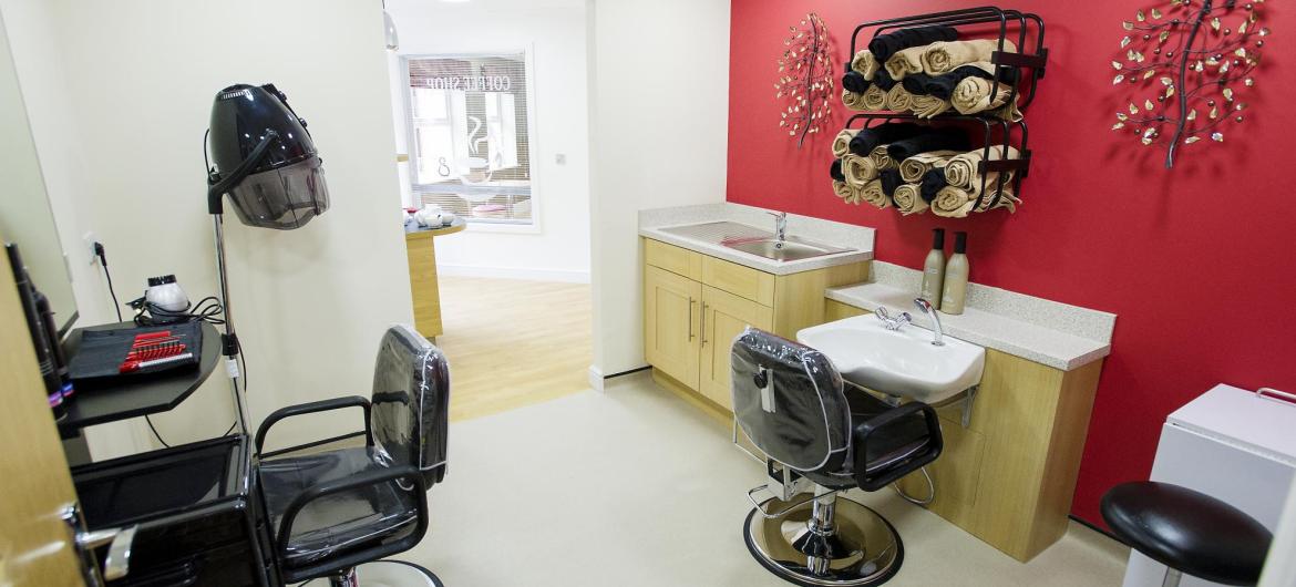 The contemporary hair dressing salon at Castlecroft Residential Care Home.