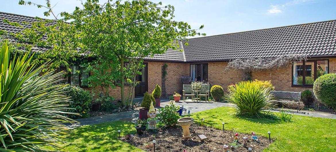 The secure rear garden at Ashwood Park Residential and Nursing Home in Durham