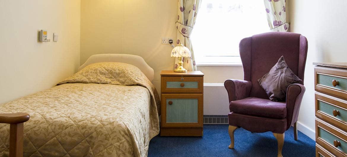 A typically furnished bedroom at Birchwood.