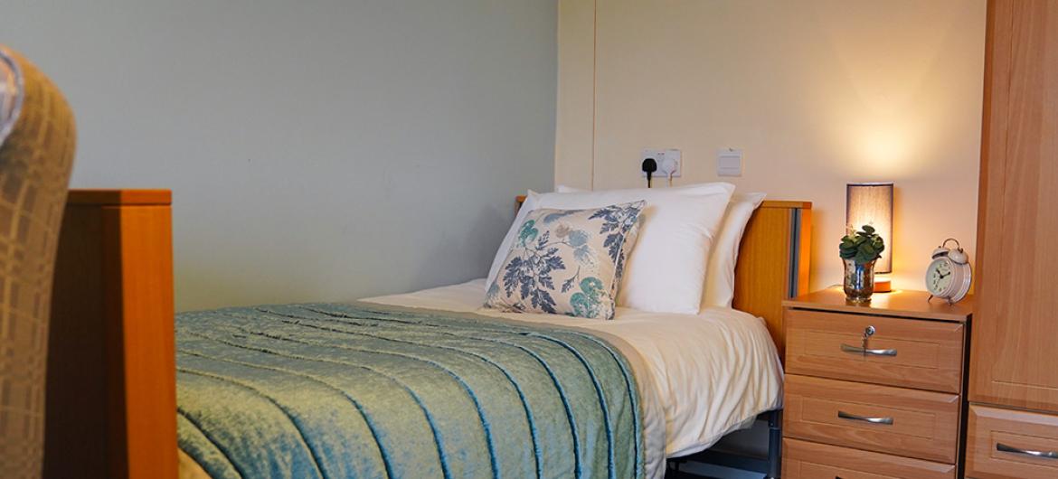 A typical care home bedroom at Bradwell Court