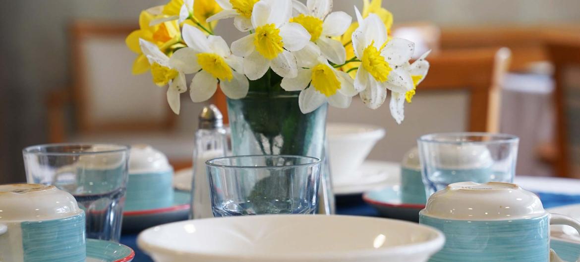 Interior of dining room at Brambles Residential Care Home