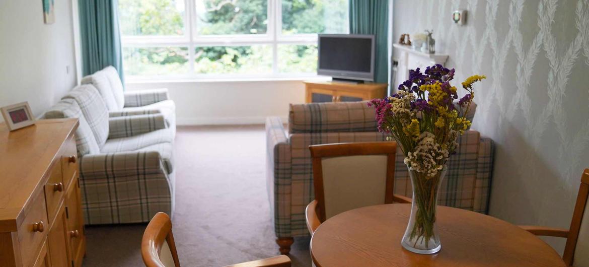 Interior of living room at Brambles Residential Care Home