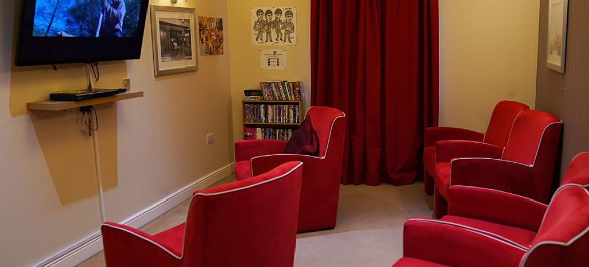 Cinema room at Briarscroft Residential Care Home in Birmingham